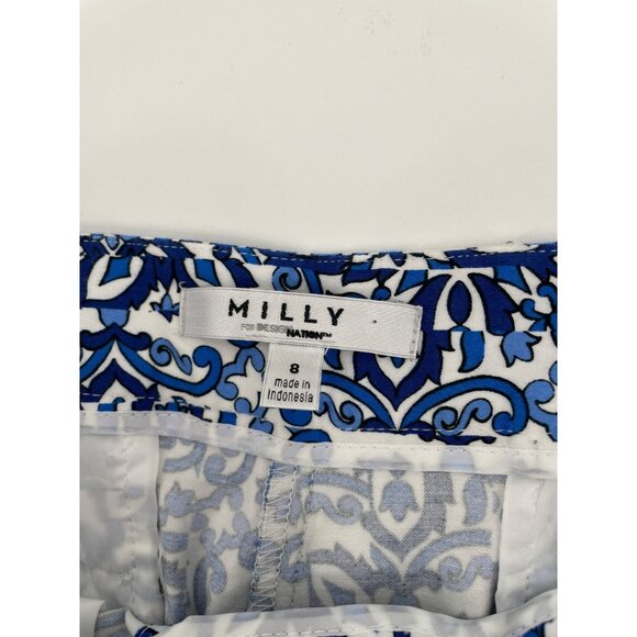 Milly For Design Nation Womens Blue White Nautical Sailor Ankle Pants Size 8 - Picture 3 of 7